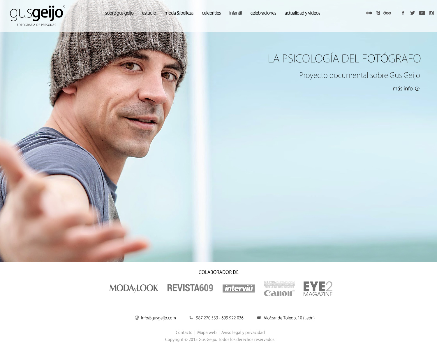 Diseño de página web de Gus Geijo, fotografía de personas - formato blanco